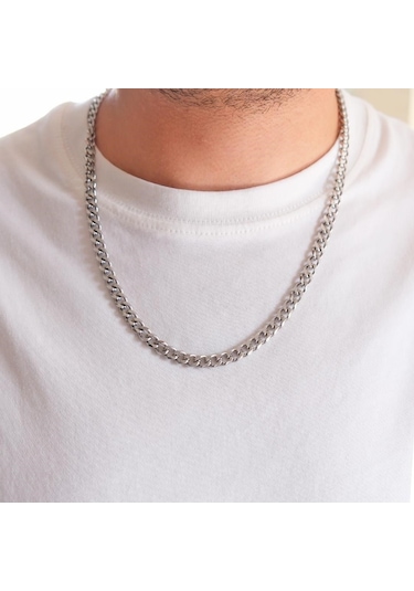Çelik Zincir 316l Unisex Figaro Model 6.5 Mm Zn-295 Gri