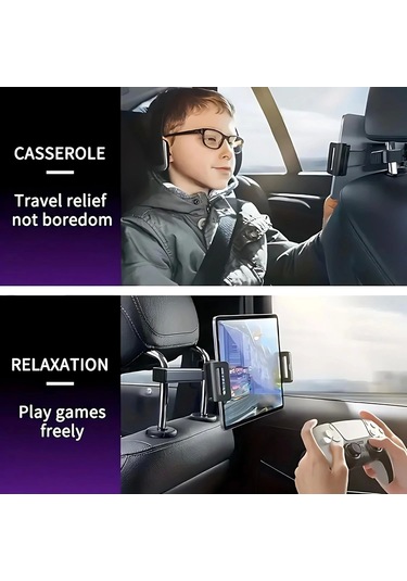 Araç Koltuk Arkası Tablet Tutucu, Telefon Tutucu, Tablet/telefon Tutucu, 360 İpad Pro 12.9 Mini Air Siyah