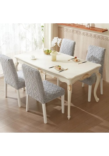 Flybuy Sandalye Kılıfı 52x45cm, Polyester, Gri, Bej, Hafif, Reedark Bej