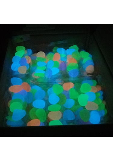 Suofeng 50 Adet Mavi Işıklı Resin Taşları - Güneş Işığıyla 3 Saat Parlar, Bahçe Akvaryum Dekorasyonu, Yol Yönlendirme