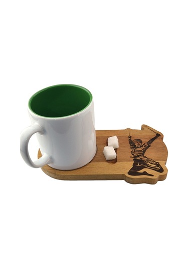 Ahşap Servis Sunum Tahta Bardak Altlığı - Kafkas Çerkes Kamalı Adam Acı Kahverengi