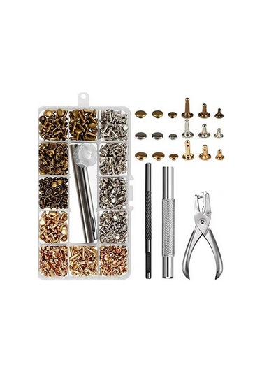 Yaozixa Deri Aksesuar Takımı: 300 Adet Pirinç Çift Kapaklı Perçin Ve Zımba Seti Diğer