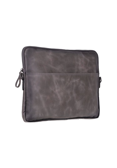Bloomsleeve Leeds 16" Ash Gray Hakiki Deri Laptop & Tablet Kılıfı Gri