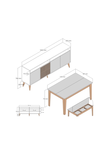 Milan Yemek Odası Takımı - Beyaz / Beyaz