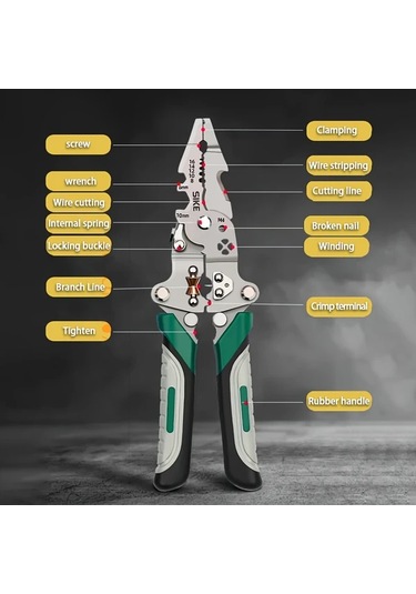 Gateesat Katlanır Çok Amaçlı Metal Tel Soyucu - Kesme Kıstırma Kaymaz Tutuş