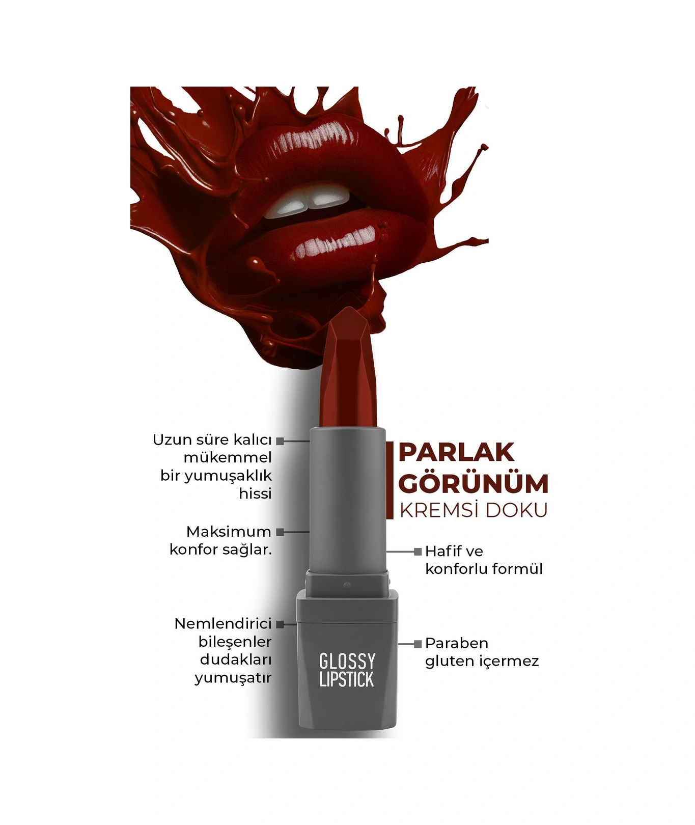 Alix Avien Uzun Süre Kalıcı Yoğun Renk Veren Nemlendirici Parlak Ruj Glossy Lipstick 324 Raspberry Marmalade