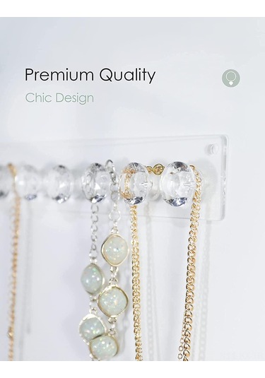 Kangvka Duvar Tipi Akrilik Gümüşlük Seti 2 Adet, 12 Elmas Şekilli Kanca İle Gümüş Ve Kolye Saklama, Kadınlar Ve Gençler İçin Pratik Hediyelik Ürün Şeffaf