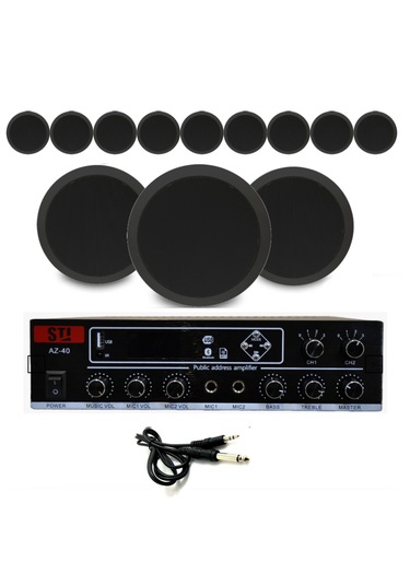 12 Li Siyah Tavan Hoparlör Seti Mağaza Ofis Müzik Sistemi