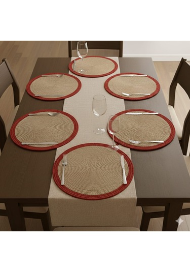 Servis Takımı Ameıkan Serıs Takımı Supla Takımı Jut Ip Halat Ip Kordon Ip Kahverengı Kırmızı