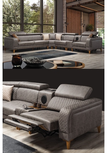 Lord Ses Sistemli Yataklı Mekanizmalı Köşe Koltuk Takımı Kahve