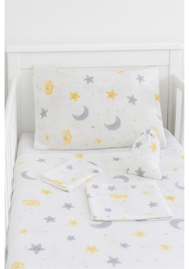 More Home Bebek Müslin Set %100 Pamuk 7 Parça Battaniye Ağız Bez