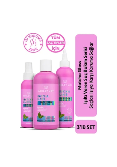 Matcha Gloss Işıltı Veren 3'lü Saç Bakım Seti