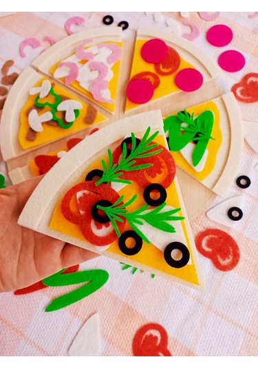 Keçe Pizza Oyun Seti Montessori Aktivite