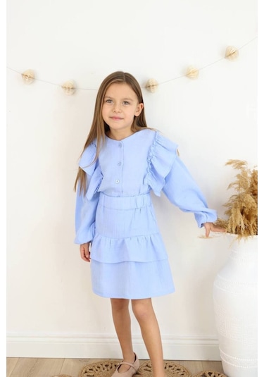 Bayramlık Detay 2 Li Etekli Takım Turkuaz