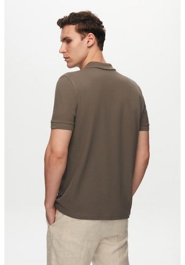 Ds Damat Regular Fit Antrasit Pike Dokulu %100 Pamuk Kıvrılmaz Polo Yaka Nakışlı T-Shirt 4HC14ORT51000 Antrasit