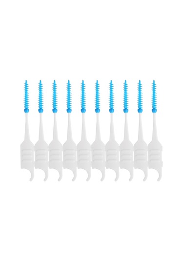 Sones 200 Adet / Kutu Çift Kafa Yumuşak Silikon Spiral Diş İpi Taşınabilir Diş Bakımı Temizleme Aracı