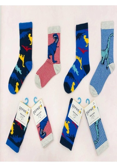 4 Çift 5-6 Yaş Erkek Bebek Çocuk Pamuklu Çorap-703 ÇoK Renkli