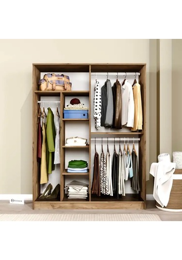 Kardelen Serisi Atlantik Çam 4 Kapaklı 5 Raflı 140 Cm Elbise Dolabı Atlantik Çam