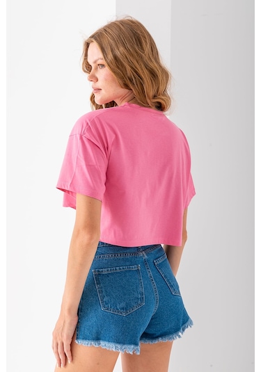 Giysa Kadın Bisiklet Yaka %100 Pamuk Basic Crop T-shirt Pembe - 925007 Pembe Giysa Kadın Bisiklet Yaka %100 Pamuk Basic Crop T-shirt Pembe - 925007 Pembe