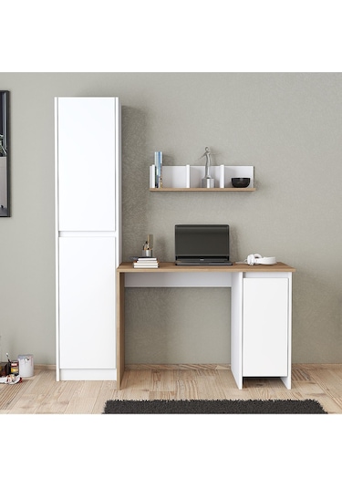 Umg Mobilya Ege-astira Çalışma Masası, Bilgisayar Masası Meşe - Beyaz