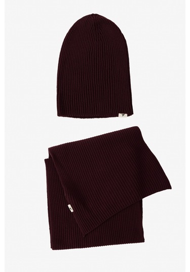 AC&Co / Altınyıldız Classics Erkek Bordo Rüzgar Geçirmez Sıcak Tutan Triko Atkı-bere Set