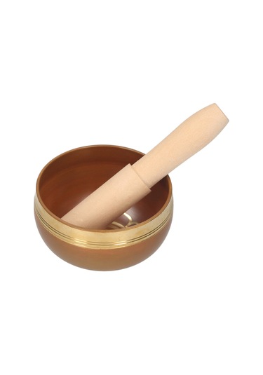 Vkemall Tibet Şarkı Kasesi Seti Buda Ses Kasesi Ve Ahşap Tokmak Charka Kasesi -turuncu