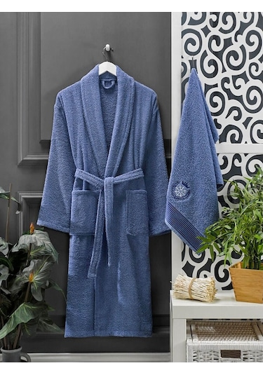 4 Parça Aile Bornoz Seti Kadın Erkek Havlulu Bornoz Takımı 100 La (516052037)