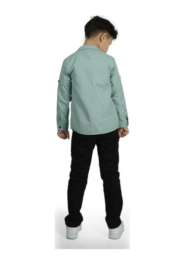 Gömlek , Pantolon , T-shirt 3parça Erkek Çocuk Takım Mnk1754 Yeşil
