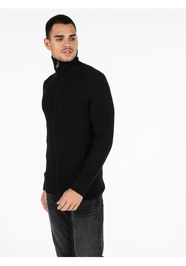Colin's Slim Fit Erkek Siyah Hırka CL1051630_Q1.V2_BLK Colin's Slim Fit Erkek Siyah Hırka CL1051630_Q1.V2_BLK