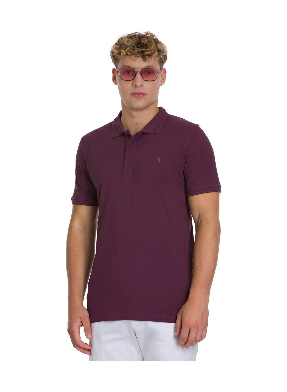Hatemoğlu Mor Regular Fit 100% Pamuklu Polo Yaka Tişört 35219 666243