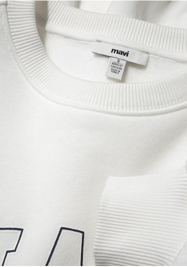 Mavi - Mavi Logo Baskılı Beyaz Sweatshirt 1611192-70057 Beyaz