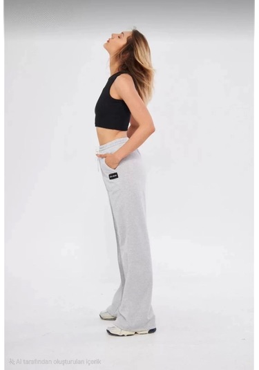 İki İplik Bol Paça Eşofman Pantalon - Gri Gri