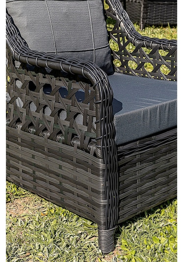 Btkconsept Lupa Eslem Rattan Bahçe Mobilyasi 3+1+1 Puf Ve Salıncak " Masali Antrasit Gri