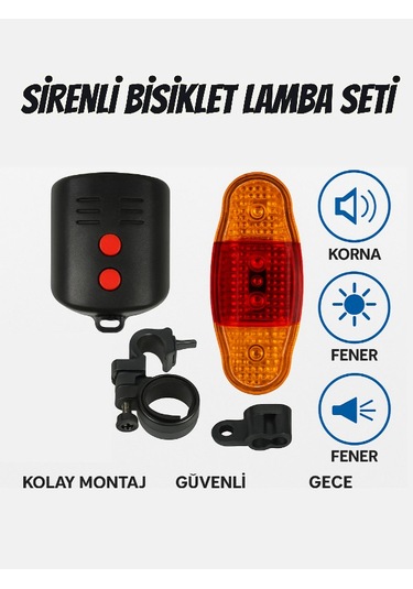 Bisiklet Lambası Ve Sirenli Fener 3 Modlu Led Işık