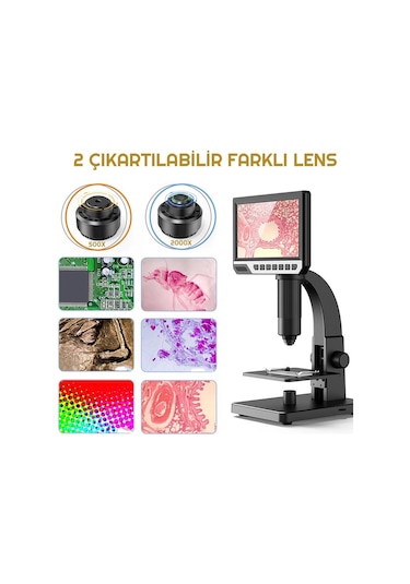 Exeo 12mp 2000x 7 İnch ips Ekran Dijital Mikroskop Şarjlı