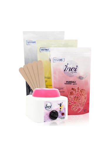 İnci Ağda Sir Ağda Isıtıcı Makine + Pudralı İnci Ağda 200 G + Naturel İnci Ağda + Siyah İnci Ağda