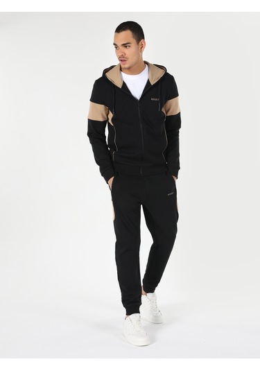 Colins Slim Fit Kapüşonlu Siyah Erkek Ceket 001