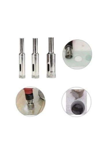 Elmas Kaplı Cam, Fayans Delme Ucu, 3'lü Set 6, 8, 10 Mm