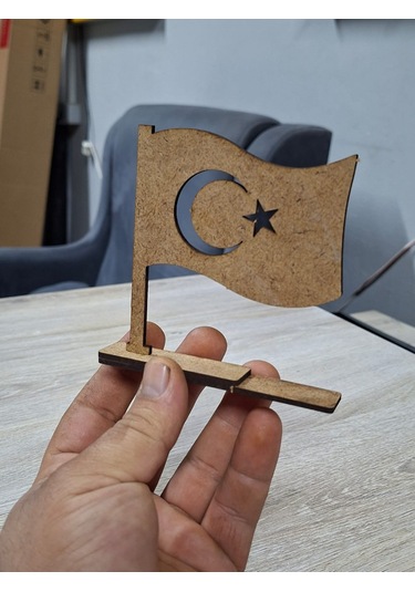 Boyanabilir Türk Bayrağı Standlı Ahşap Oyuncak Etkinlik Aktivite 10 Ad