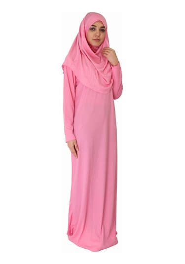 Şeker Pembe Fermuarsız Namaz Elbisesi Pembe