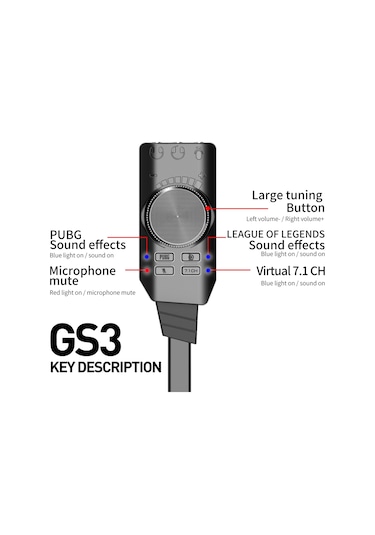 Plextone GS3 7.1 Kanal USB Mikrofon Girişli Harici Ses Kartı