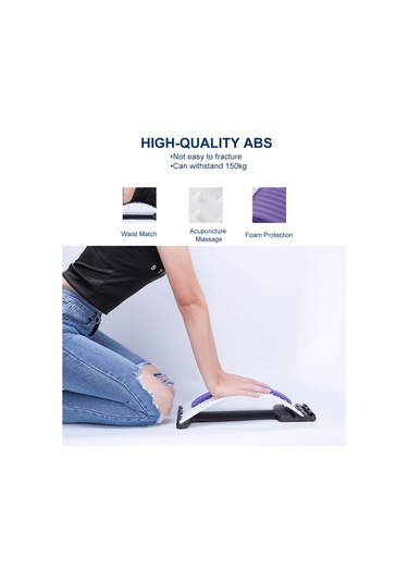 Padalink Bel Ağrısı İçin Akupunktur Masajlı Lumbar Stretcher - 3 Seviyeli Ayarlanabilir Esneme Desteği Siyah - Mavi