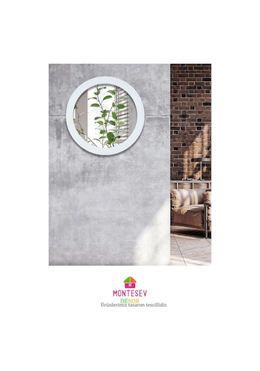 Zümrüt Beyaz Dekoratif Ayna Yuvarlak Işlemeli Duvar Aynası 69 Cm Beyaz