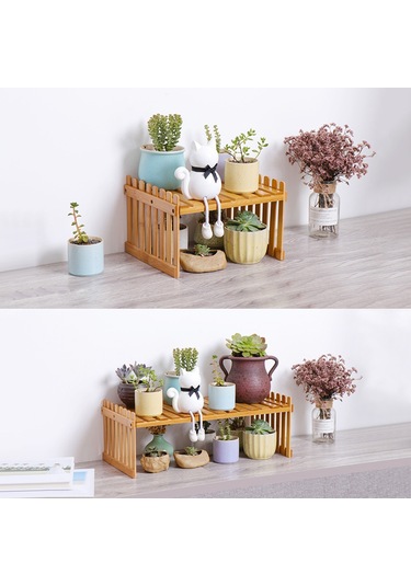 Hangfox Tek Katlı 47cm Bambu Dekoratif Raf - Bitki Ve Eşya Düzenleyici - Canlı Odalar, Balkonlar İçin Dayanıklı Tasarım