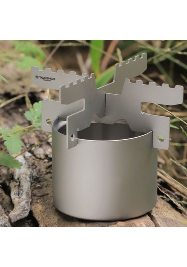 Yuntech01 Titanyum Alkol Ocağı 100ml + Taşıma Ayağı, 0.5mm Kalınlık, 74.5g Ağırlık, 5kg Yük Kapasitesi Gümüş