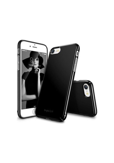 Ringke Slim İphone 7/8 İle Uyumlu Kılıf Gloss Parlak Black İnce Şık Tasarım Siyah