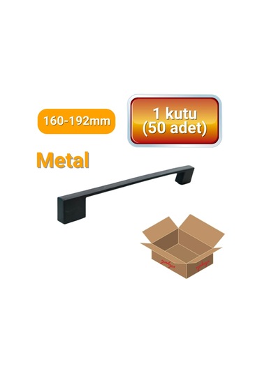 50 Adet Kare Mat Siyah Metal Mobilya Kulpu 160mm - 192mm Mat Siyah