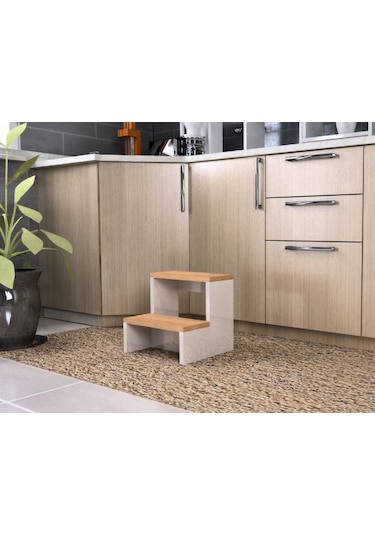 Bicabin Step Mutfak Tabure Çocuk Banyo Basamak Yükseltici- Atlantik Çam/Beyaz