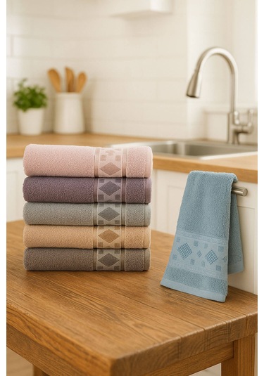 6'lı Mutfak Havlusu Seti 30x50 Cm %100 Pamuk Doku Yumuşak Clara