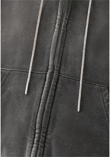 T By Alexander Wang Kristal Detaylı Kısa Kapüşonlu Sweatshirt Gri